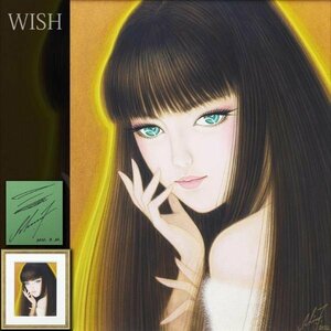 【真作】【WISH】鶴田一郎「Melancholy romance」ボードにアクリル画 6号大 2022年作 近年作 ◆オリジナル名品 美しい瞳の美人 #23112500