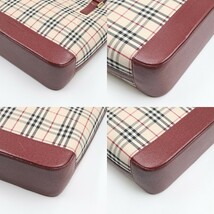 ★BURBERRY バーバリー ノバチェック キャンバス×レザー ハンドバッグ トートバッグ ベージュ系×レッド系_画像8