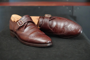 クロケットジョーンズ◆Crockett&Jones◆LANSDOWNE◆7.5E◆25.5～26㎝相当◆バーガンディ◆モンクストラップ◆英国◆ポールスミス別注