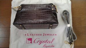 【未使用】レザージュエルズ Leather Jewels Crystal Reptiles ハンドバッグ ショルダーバッグ クロコダイル？ CO7659