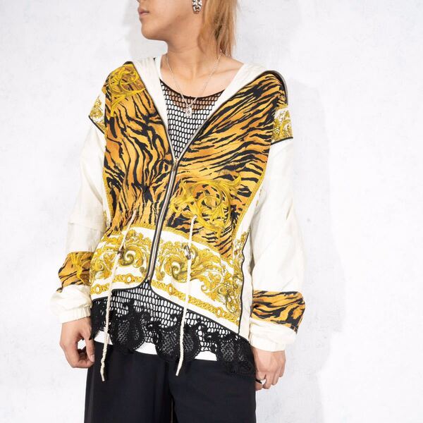 USA VINTAGE WINTERSET LEOPARD PATTERNED DESIGN NYLON ZIP BLOUSON/アメリカ古着レオパード柄デザインナイロンジップブルゾン