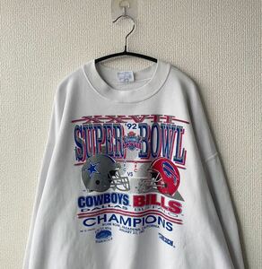 90s USA製 NFL SUPER BOWL プリント スウェット XL バッファロー ビルズ ダラス カウボーイズ