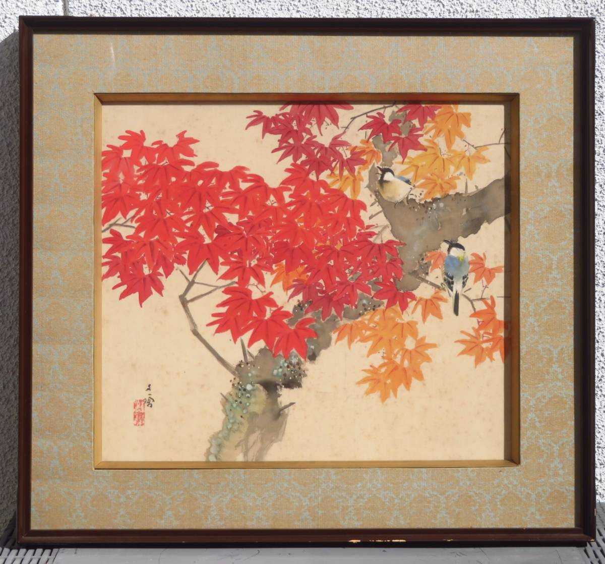 Art work [Autumn leaves / Japanese painter Hayashi Wentang] Craft painting, landscape painting, fine art, reproduction, antique, antique, artist, signed, oil painting, printing, width 70.3 x height 64, painting, oil painting, Nature, Landscape painting