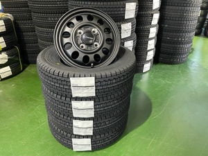 ブリヂストンW300　145/80R12　80/78N新品アルミホイール4本セット送料込み即決ケィフィネスD12マッドブラック3.5-12+42　4/100