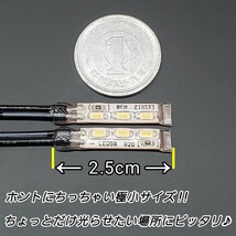 極小2.5cm ピンク色 2本 正面発光 防水 暴君 LED テープ ライト ランプ 小さい 小型 ミニ 極細 極薄 12V 車 バイク ワンポイント スポット _画像3