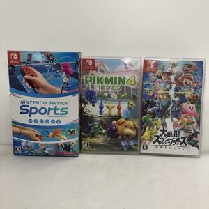 【1円～】Nintendo Switch スイッチソフト 3本セット ニンテンドースイッチスポーツ ピクミン4 大乱闘スマブラSP 【中古品】