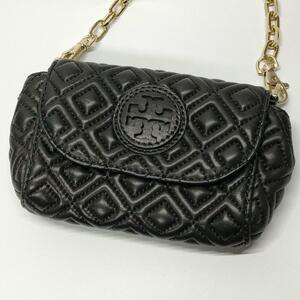 1円【極美品】Tory Burch トリーバーチ ミニ ショルダーバッグ サコッシュ キルティング チェーン ブラック 黒 レザー 革 レディース