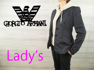 ARMANI* high class * Armani koretsio-ni< lady's stripe jacket 2B>M586c