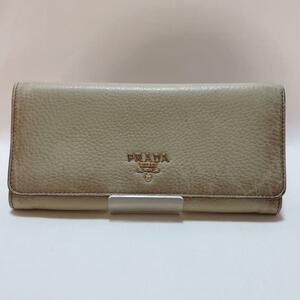 PRADA プラダ 長財布 ラムレザー ウォレット ベージュ