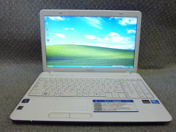 Windows XP,7,10 選択可 15.6” 東芝 dynabook B351/20DM ★Celeron B815 1.60GHz/4GB/160GB/DVD/無線WIFI/便利なソフト/リカバリ作成/2148
