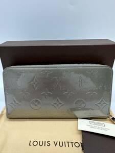 LOUIS VUITTON ルイヴィトン ヴェルニ ジーヴル ジッピーウォレット M91565ラウンドファスナー長財布 メンズ レディース 銀色 シルバー