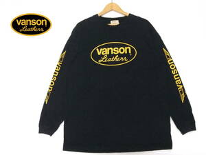 ■vanson■長袖Tシャツ 黒 XXLサイズ バックプリント 袖ロゴ ロンT バンソン