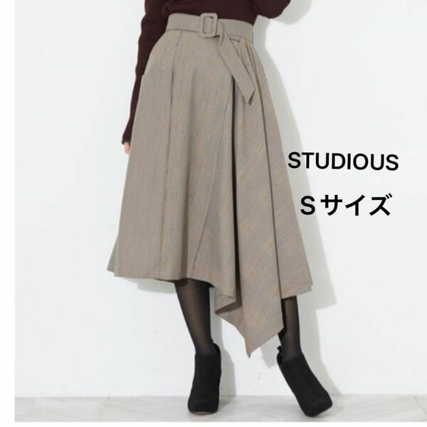 【新品】STUDIOUS チェックアシンメトリーパターンスカート