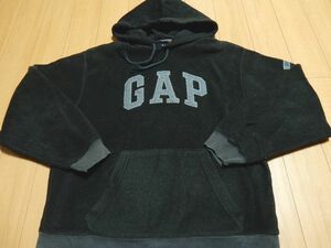 GAP Gap black fleece with a hood . sweatshirt M rank part rib black simple with logo 