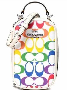  Coach smartphone shoulder COACH leather signature eva smartphone shoulder shoulder bag tea -k multi 