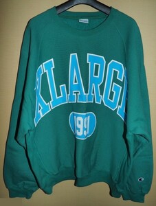 ★XLARGE x Champion COLLEGE RAGLAN CREW NECK SWEAT スウェット トレーナー サイズXL 緑 美品 エクストララージ XGIRL STUSSY THRASHER