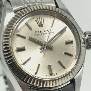 大人気☆ROLEX ロレックス OYSTER PERPETUAL 金無垢ベゼル メンテ済 日差大変良好 純正リューズ 純正バンド アンティーク ウォッチ