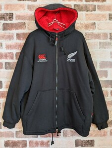 カンタベリー CANTERBURY OF NEW ZEALAND オールブラックス アウター パーカー ボア&キルティング 刺しゅう