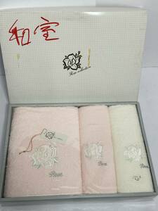 ★格安出品！！ 未使用 Rose Collection 薔薇柄 刺繍 バスタオル タオル まとめセット ピンク クリーム インテリア 生活用品 Tu112102