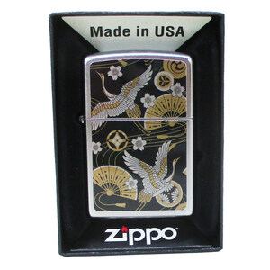 ジッポー オイルライター USA Zippo 和柄シリーズ 鶴 扇子 SP-KI/送料無料メール便 ポイント消化