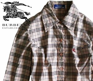 [BURBERRY BLUE LABEL] long sleeve shirt noba check S made in Japan 