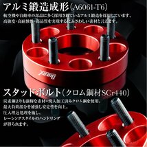 DURAX ワイドトレッドスペーサー 15mm PCD100 4H P1.25 ステッカー付 レッド 2枚 ホイール スペーサー ワイトレ 日産 スズキ スバル_画像3