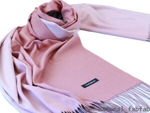 ナチュファブ♪NM-R502☆しっとり カシミア ダブルカラー【スモーキーピンク系☆グラデーション】Cashmere 大判 ストール マフラー