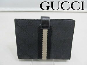 １円 グッチ　GUCCI 手帳カバー　キャンバス　６穴　 グレー系