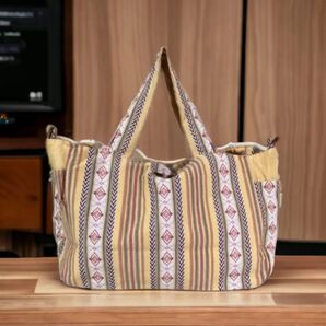 2wayエスニックリバーシブルトート オレンジ ハンドメイド