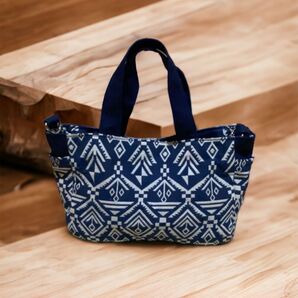 2wayエスニックトート ブルーオルテガ ハンドメイド