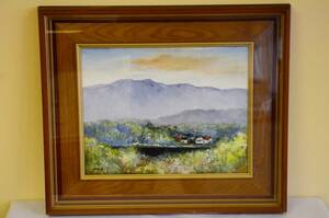 Art hand Auction 渡部康 ｢山湖｣ 油彩 F6 額装52cm×60cm 風景画 真作, 絵画, 油彩, 自然, 風景画