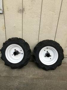 中古品　＊BRIDGESTONEタイヤ 4.00-10 2PR 耕運機 パーツ 管理機 ホイール付き 2本まとめて　ひび割れあり