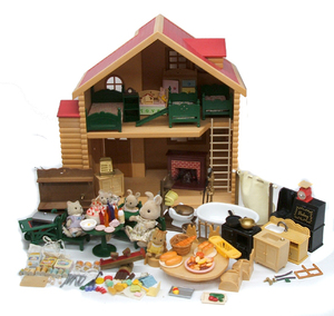 ◎シルバニア 赤い屋根のお家　人形・家具小物セット 緑の家具 お風呂 トイレ　まとめて たくさん　札幌市 平岸店