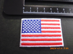 ワッペン　米国旗　USA　（小）5.5cm x 3.5cm 裏はアイロンの熱でつく糊