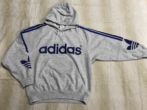 80s 90s☆adidas☆アディダス オリジナルス ヴィンテージ ビッグロゴ トレフォイル フーディー ジャケット L デサント製 スウェット パーカ