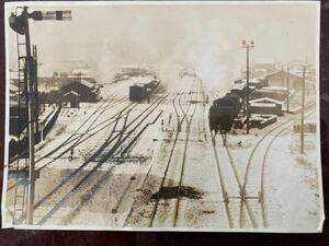 昭和鉄道写真：中央西線.千種駅構内(雪景)。昭和27年2月撮影。11.5×16㎝。