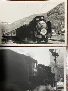 昭和鉄道写真：中央西線.藪原駅のD51 172[木曽福島]牽引「木曽路D51号」/2景。昭和47年11月5日撮影。7.7×11.3㎝。