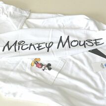 GDC ジーディーシー メンズ長袖Tシャツ ミッキーマウス ディズニー 胸ポケット付 袖プリント 白 綿100% Lサイズ 送料無料 A078_画像5