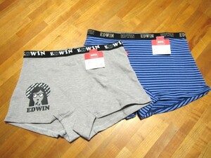 *送料無料*新品*L*エドウィン*一分丈ショーツ2枚*EDWIN UNDERWEAR*グレー・ブルーボーダー*