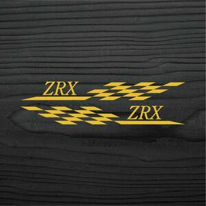 カワサキ ZRX チェッカーフラッグ カッティングステッカー 左右セット 金色