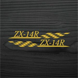 Ninja ZX-14R チェッカーフラッグ ステッカー 左右セット 金色
