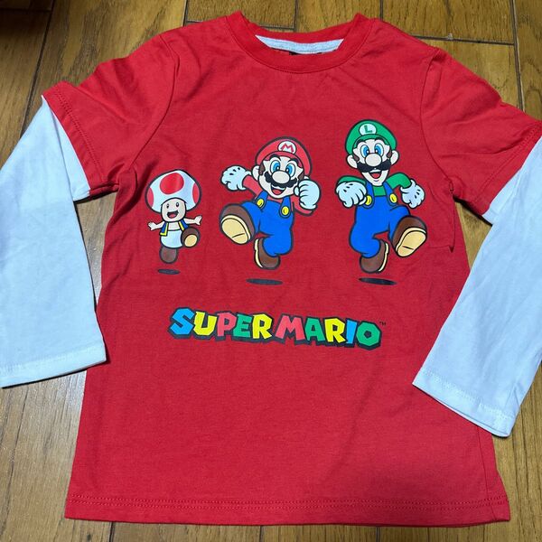 スーパーマリオ 長袖Tシャツ 100cm 100%綿