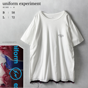 uniform experiment　4 メンズ XL 薄手 異素材 切り替え レイヤード 半袖 Tシャツ 白 ホワイト 綿 インナー ユニフォームエクスペリメント