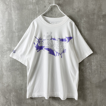 agnes b. T-shirt d'artiste メンズ XL 相当 アーティスト タギング アート ロゴ 半袖 プリント Tシャツ 白 ホワイト 紫 パープル イラスト_画像3