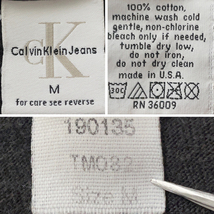 90s - 00s Calvin Klein メンズ XL 相当 USA製 ロゴ プリント 半袖 リンガー Tシャツ 黒 ブラック オーバーサイズ ヴィンテージ モノトーン_画像10