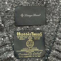 LOUNGE LIZARD ★希少 ハリスツイード★ Lサイズ ラウンジリザード Harris Tweed カーディガン ニット ヘリンボーン 袖切替え 灰色 グレー_画像3