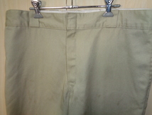 594◆Dickies 874 オリジナルフィット クロップド ワークパンツ◆ディッキーズ w実寸約94cｍ ツイル カーキ 七分丈程 US古着 輸入古着 5K_画像2