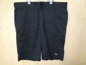 221◆Dickies リラックスフィット ワークショーツ◆デッキーズ WR640BK w42 ビッグサイズ 黒 ポリコットン マルチポケット US古着 5K 