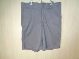 512◆Dickies リラックスフィット ワークショーツ◆デッキーズ w34 グレー WR852VG フラットフロント FLEX ハーフパンツ US古着 5K