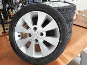 SUZUKI スズキ 純正★14インチ タイヤ付アルミホイール 4本セット 14×4 1/2J ＋45 PCD100／DUNLOP 155/55R14★中古品「管理№NR444」